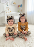 ست سه تکه بادی شلوار میکی پلنگی به همراه هد ست🐆
