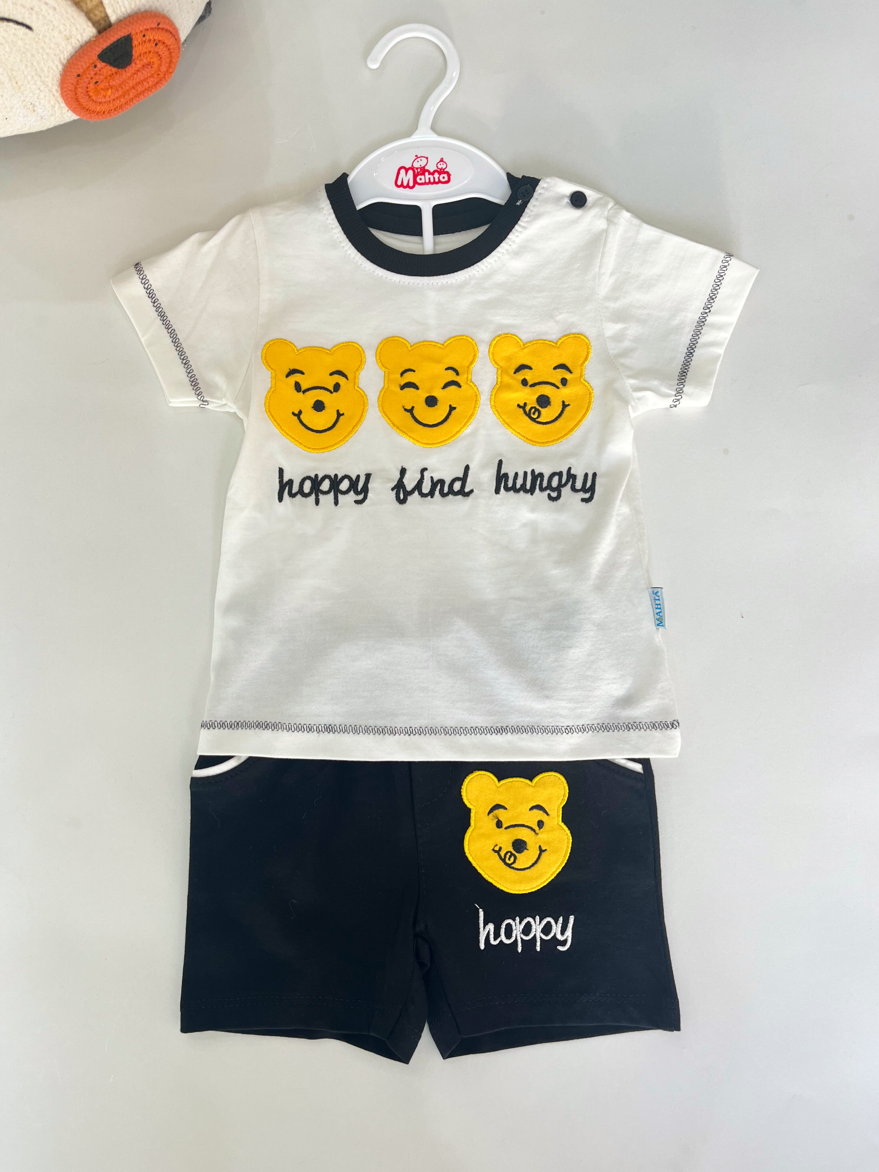 ست تیشرت و شلوارک نوزادی طرح سه خرس🐻🐻🐻