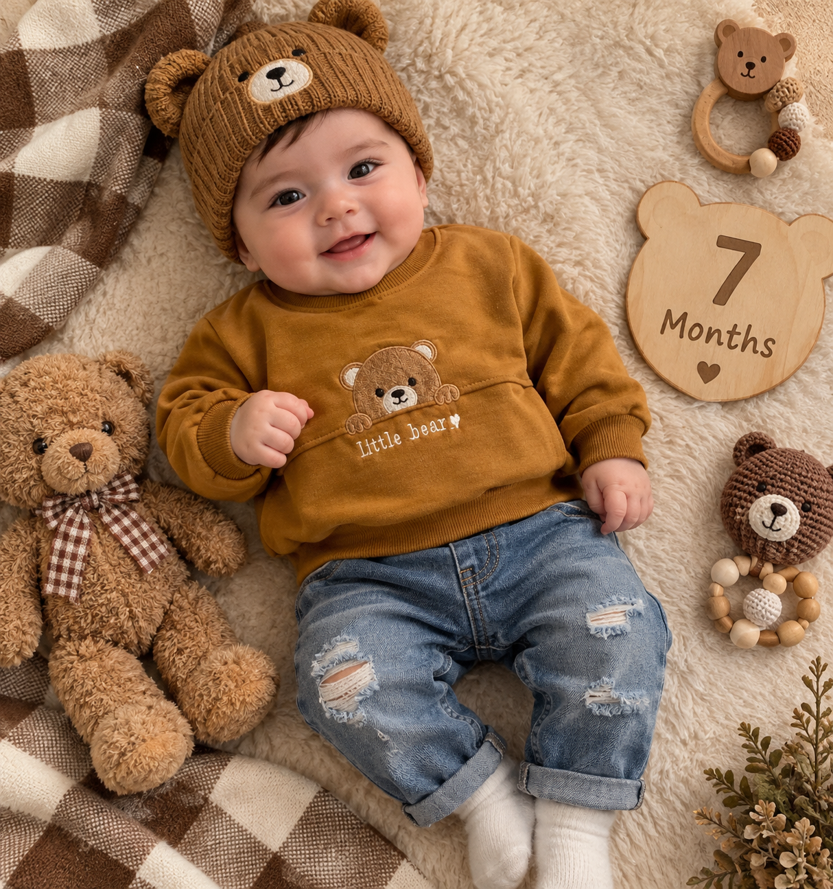بلوز دورس نوزادی مناسب ۶ماه تا ۳۶ماه طرح تدی🐻