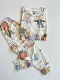 ست بلوز و شلوار راحتی مناسب ۱سال تا۸سال طرح قصه های جنگل